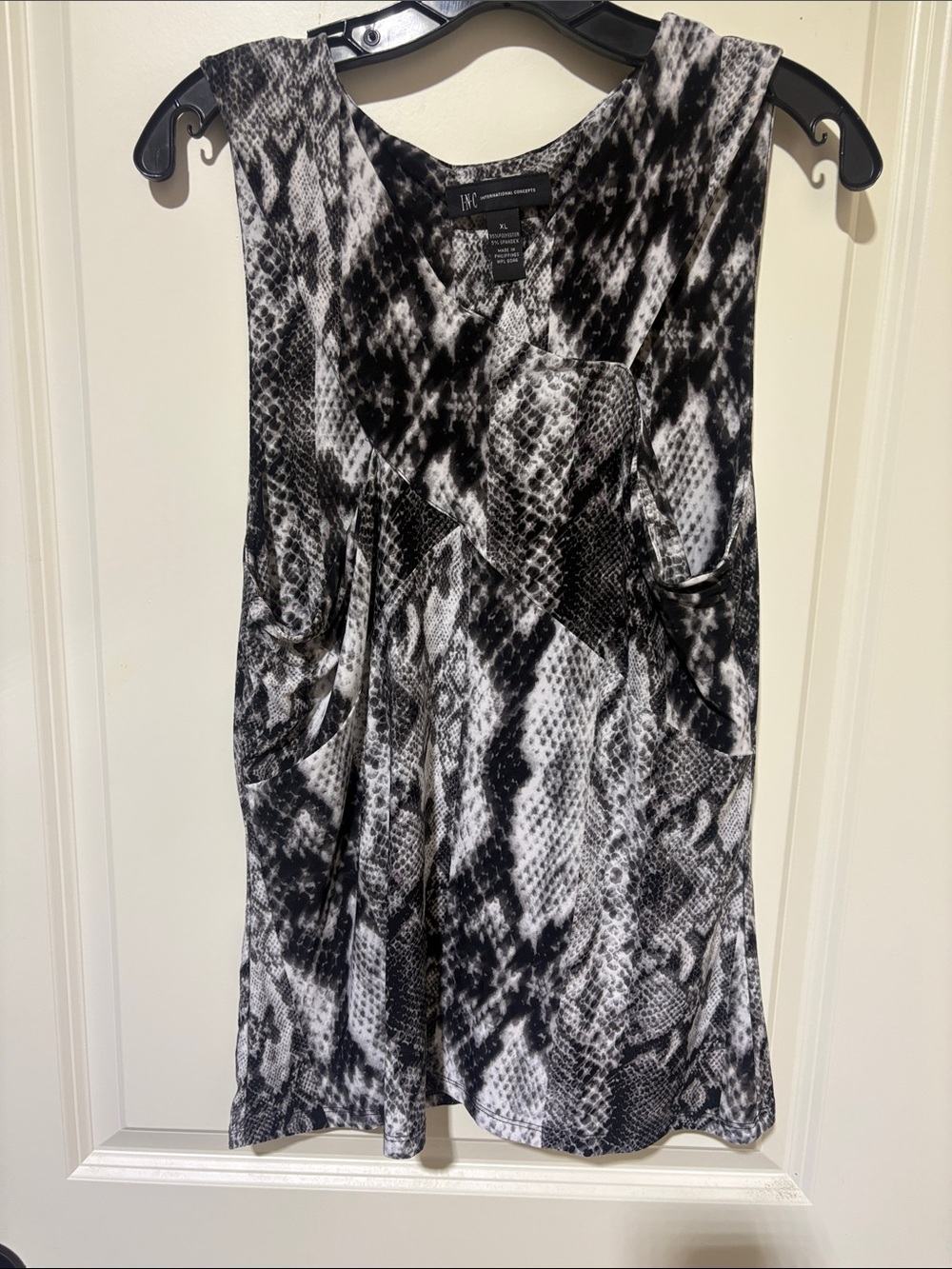 INC International Concepts Black & White Snake Print Tank